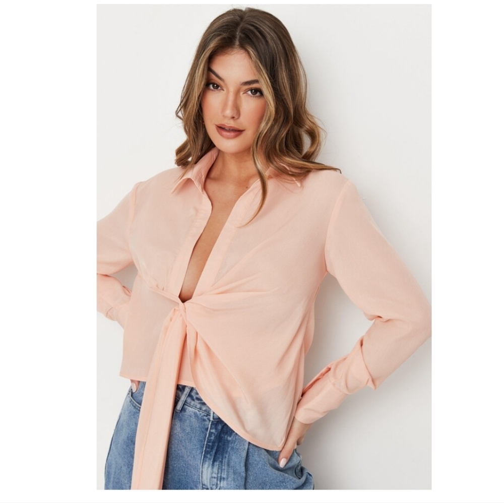 NWT Misguided peach drape top size 6